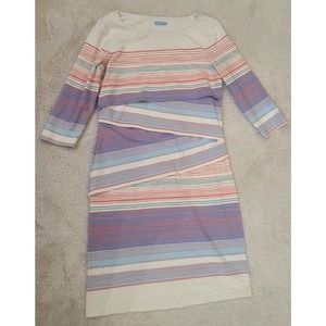 J. McLaughlin Nicola Striped Layered 3/4 Sleeve Jersey Dress Sz M
